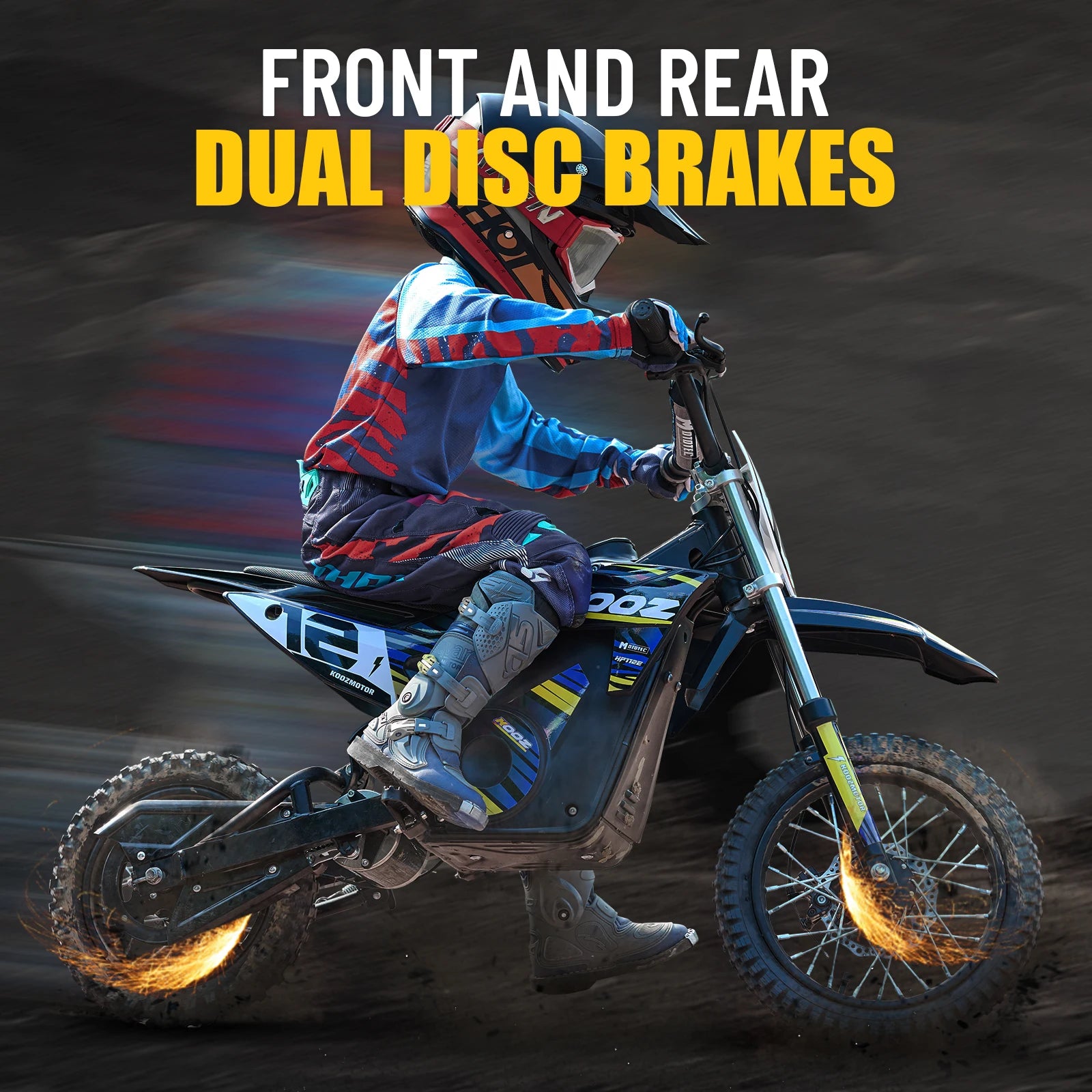 KOOZ HP112E 36V 1000W Electric Dirt Bike for Kids, 3 Speed Modes Teen Electric Motorcycle Up to 18 MPH & 15 Miles Long-Range