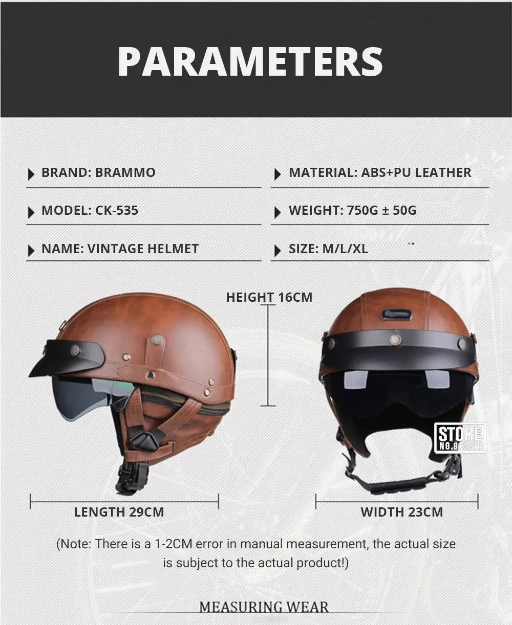 HEROBIKER Retro Half Motorcycle Helmet (DOT, HD Visor)