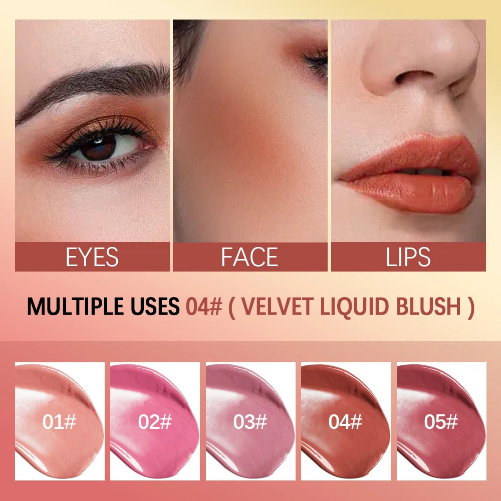 Lakerain Velvet Liquid Blush Orange Peach Face Pigment Lasting Beauty Natural-Looking Cheek Tint Cream Blush Makeup