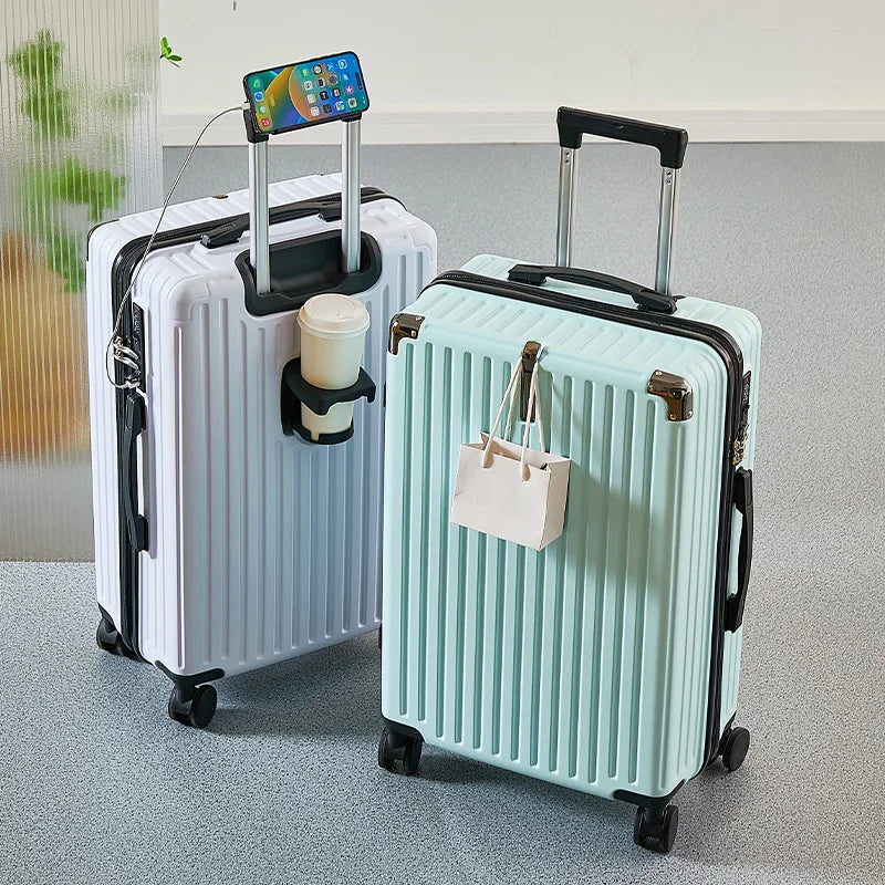 Lightweight Suitcase for Travelling Password Protected Children's Luggage Carry Bag for Men and Women Leather Suitcase 20-26Inch