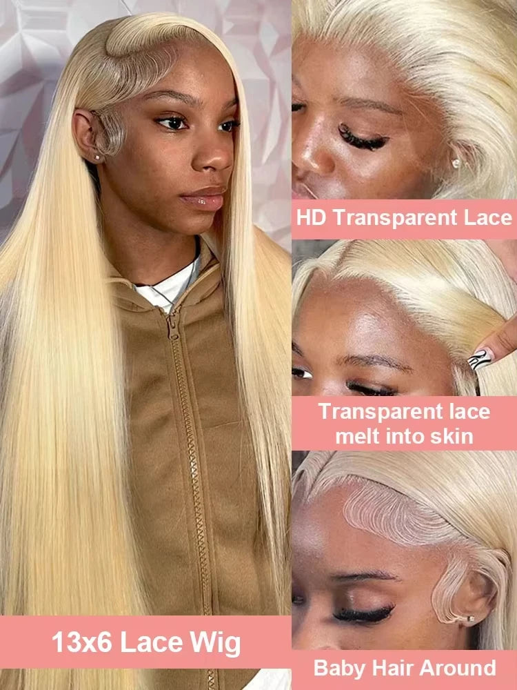 40 50 Inch 613 Blonde Human Hair Wig 13x6 Hd Lace Frontal Wig Brazilian Bone Straight Lace Front Colored 100% Human Hair Wigs
