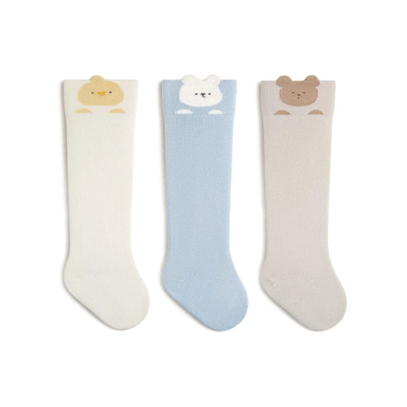 3 Pairs a Lot MILANCEL Spring Baby Stockings 0-3T Cartoon Animal Girls Over-the-Knee Socks Color Blocking Toddler Boys Socks