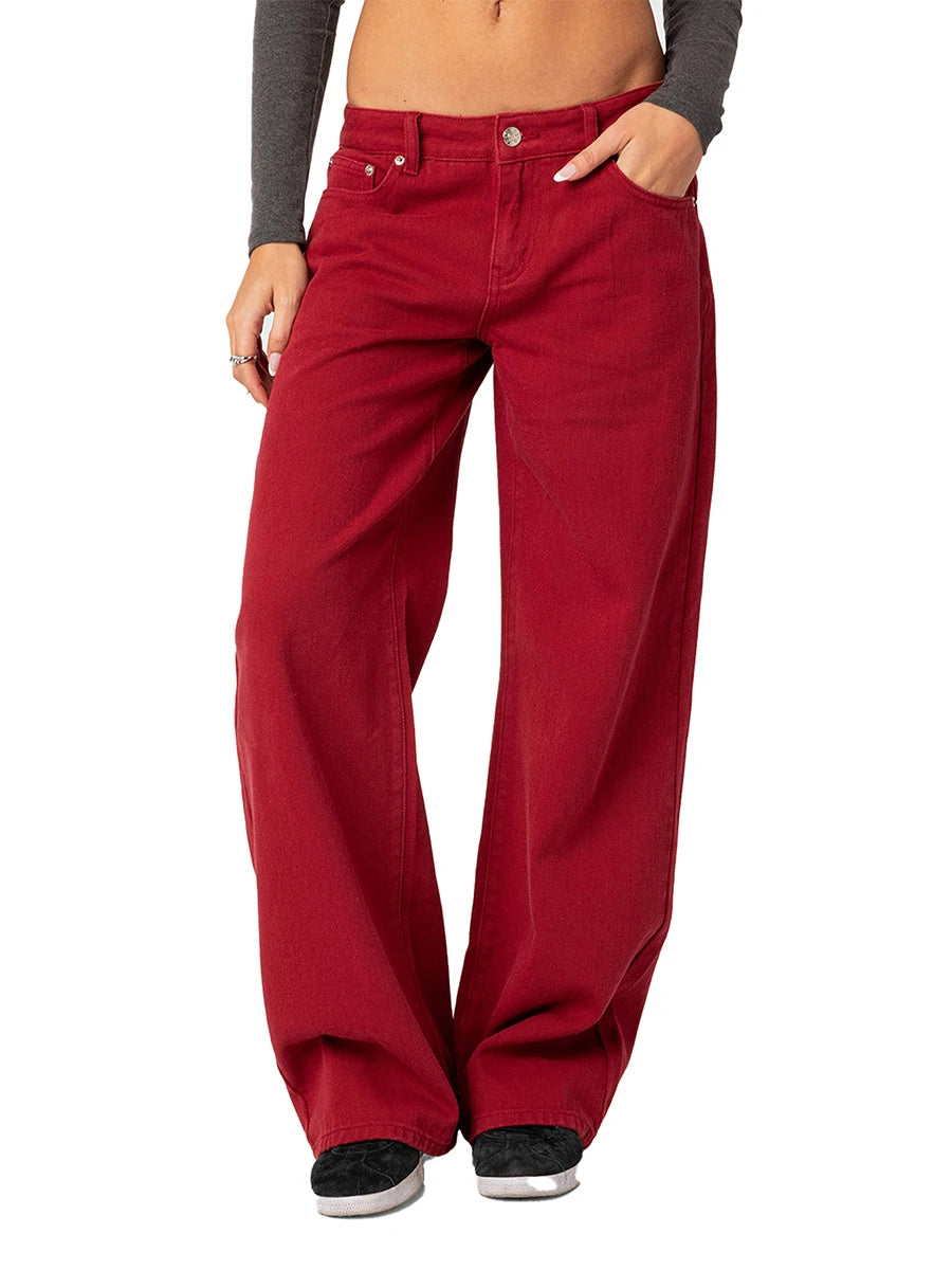 Women’s Wide-Leg Denim Pants – Relaxed Mid-Rise Office-to-Weekend Jeans
