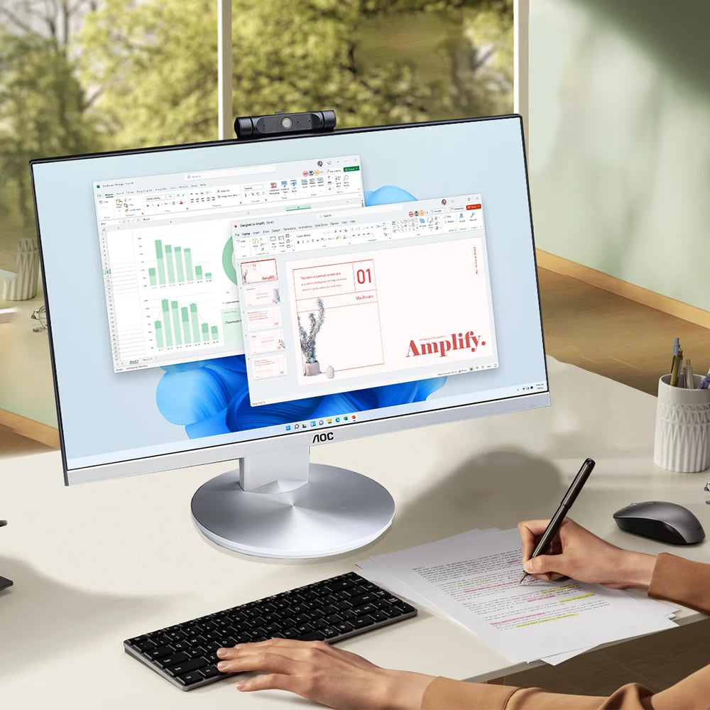 AOC 23.8″ All-in-One — Ryzen 5 5600G, 16GB RAM, 512GB SSD, Windows 11 Home, Wi-Fi, Adjustable Stand