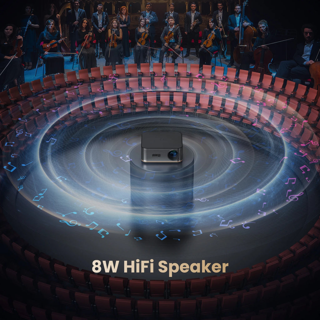 Happrun 4K Home Theater Projector (1500 ANSI, Auto Focus, Wi-Fi & Bluetooth)