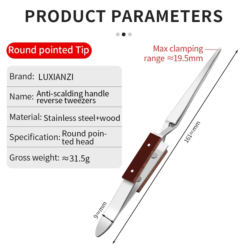 LUXIANZI Stainless Steel Reverse Tweezers Anti-Static Industrial Tweezers Acid Resistant Non-magnetic Precision Forceps Tools