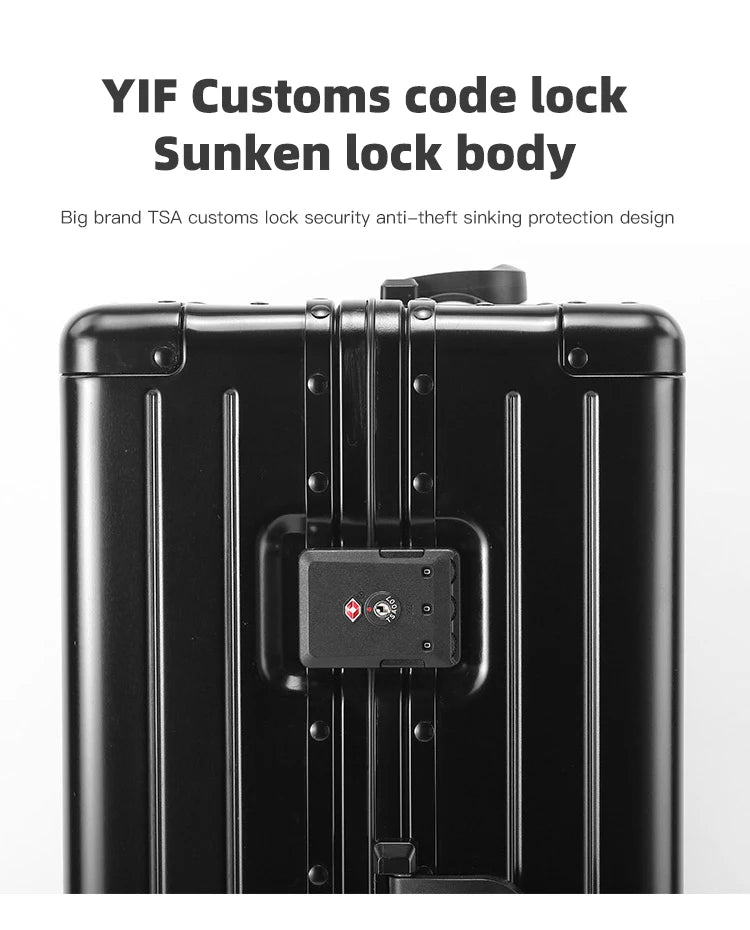 SUSHIMU 100% Aluminum-magnesium alloy Travel Suitcase Rolling Luggage 20/24/28 inch Trolley Luggage Carry-On Cabin Suitcase