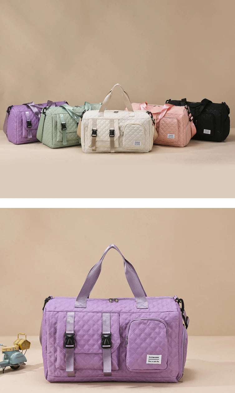 Durable Nylon Travel Duffle Bag, Portable Sports Gym Bag for Overnight Trips Shoulder Duffel Training Bag, Spacious Argyle