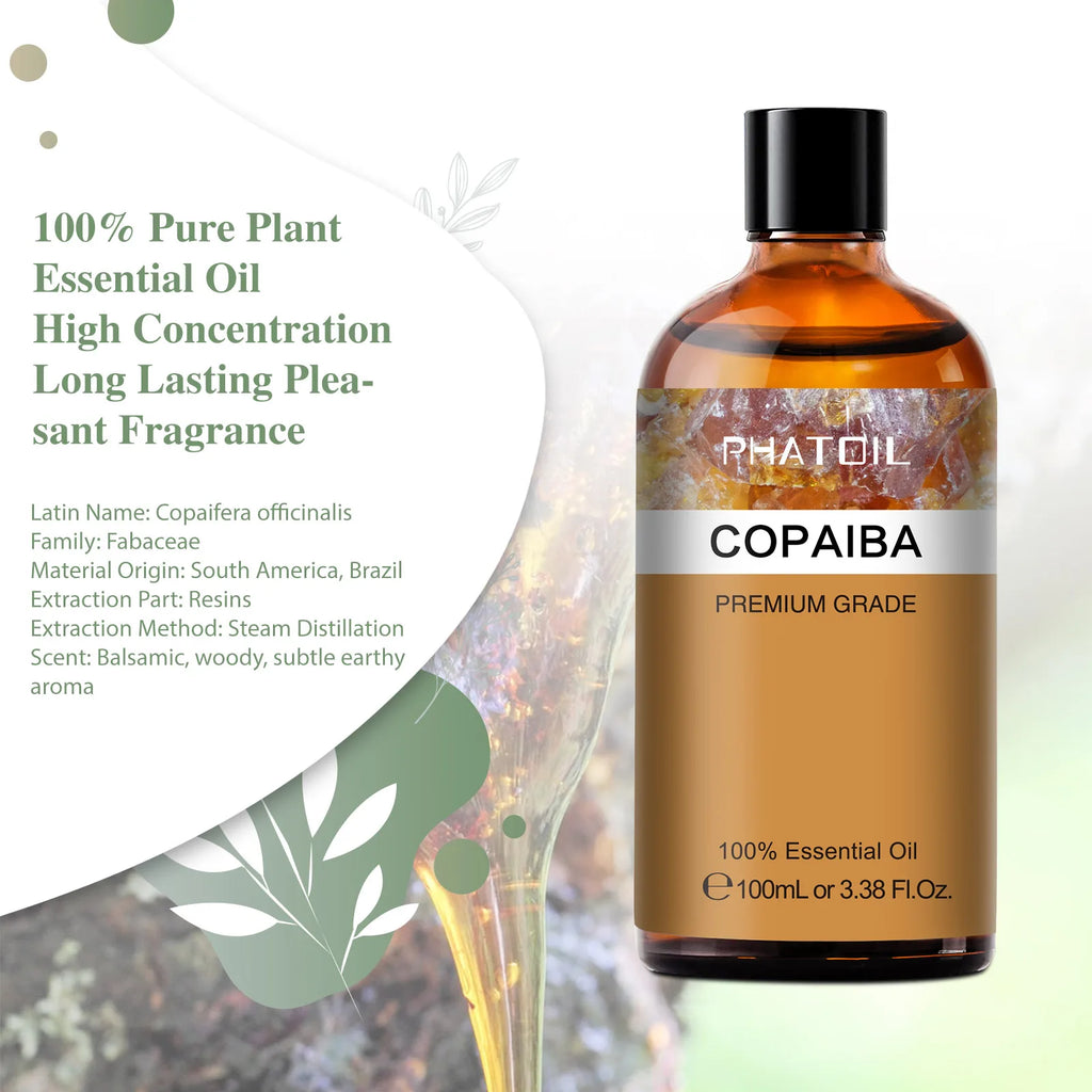 PHATOIL 100ML Copaiba Pure Essential Oils Helichrysum Neroli Australian Tea Tree Lemon Eucalyptus Turmeric Oregano Spearmint Oil