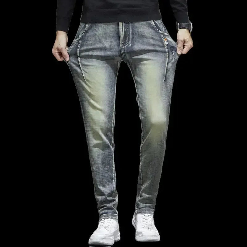 Trousers Work Wear Male Cowboy Pants Tapered Men's Jeans Spring Autumn with Pockets Y2k Vintage Goth Clothing Luxury Regular Xs