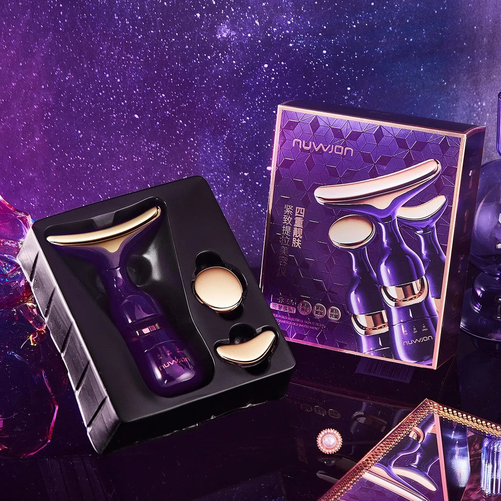 HOMEFISH 3 In 1 Facial Lifting Device Neck Facial Eye Massage Face Slimmer EMS Beauty Skin Tightening Wrinkle Anti Face Massager