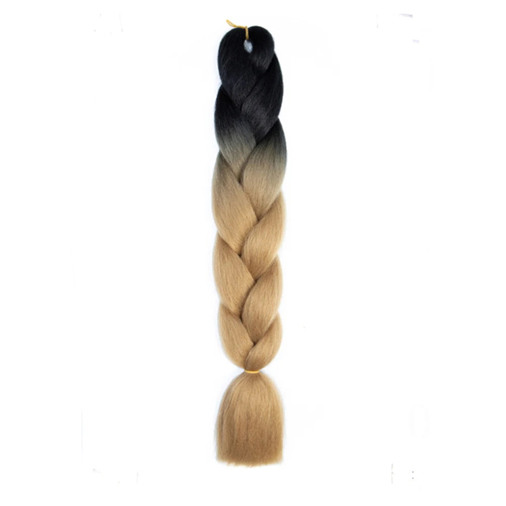 Jumbo Braids Extensions — 24" Synthetic Kanekalon Yaki Straight (Afro Ombre Piano Color)