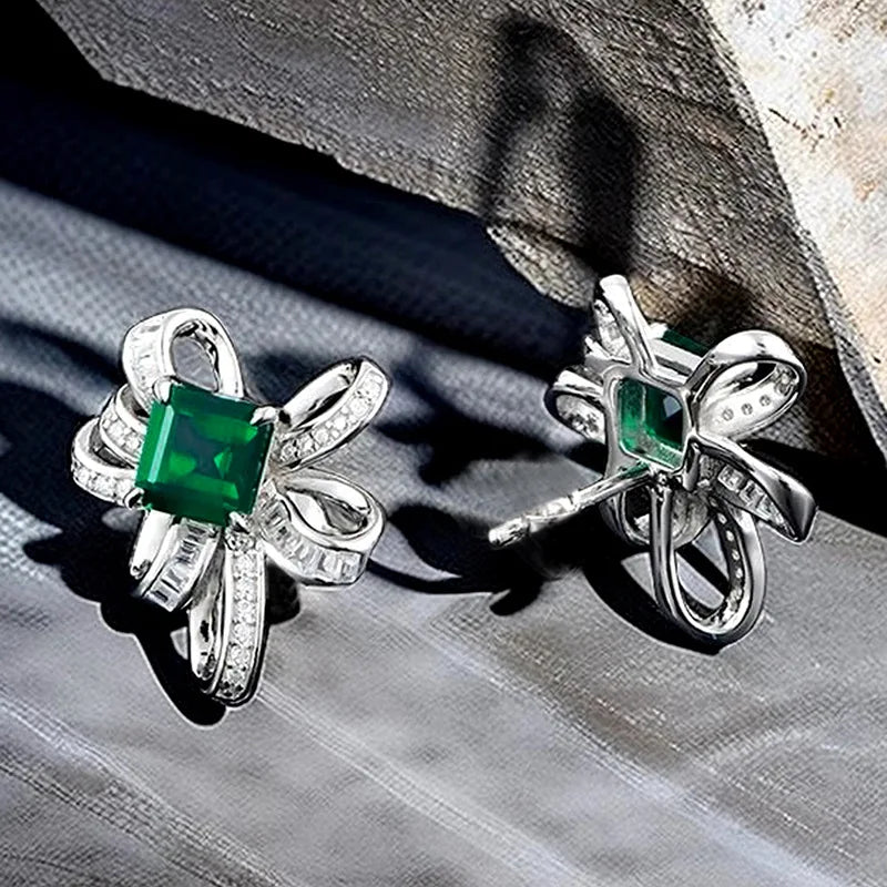 Green Crystal Drop Earrings | Elegant Zirconia Luxury Jewelry for Women