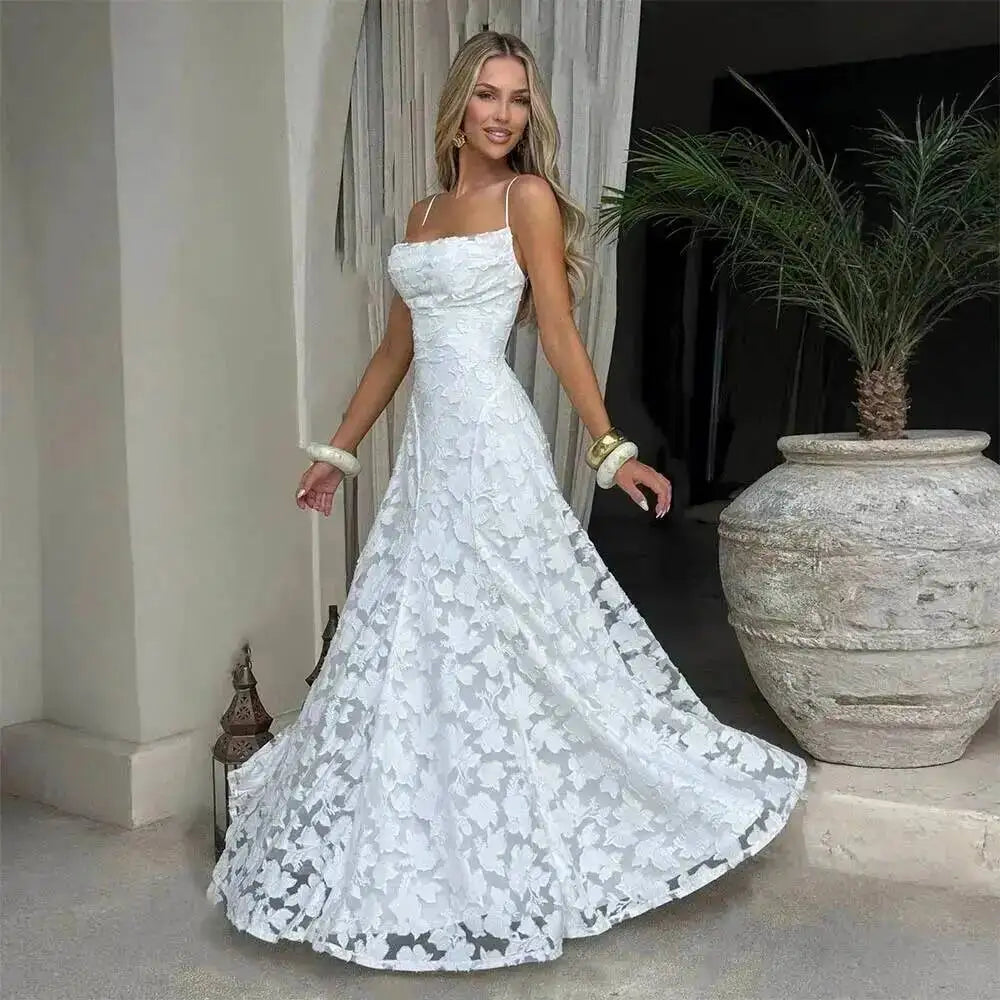 Giyu Sexy Evening Party Dresses Women 2025 Summer Beach Backless Bandage Maxi Long Dress Big Swing Jacquard Holiday Wedding Robe