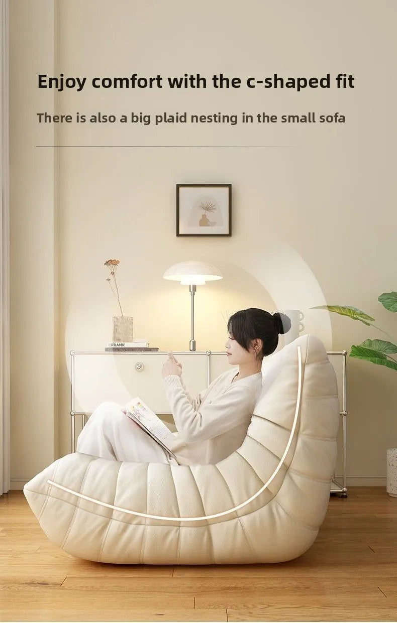 Double Caterpillar Suede Sofa Small Apartment Trendy Bedroom Single Lounging Area Lazy Living Room Tatami Inspired Cozy Design