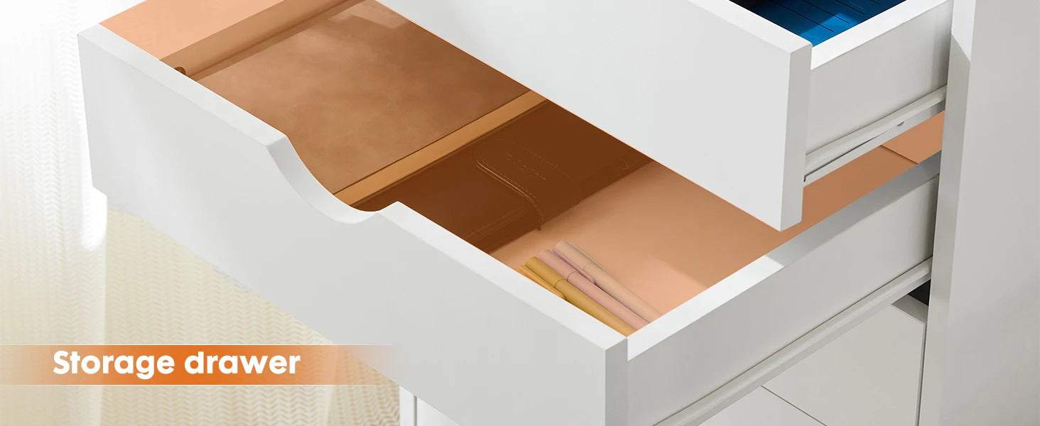 JHK 7 Drawer Chest Dressers Nightstand Storage Cabinet Wooden File Office Mobile Cabinet Wheels Living Room Organizer Rolling