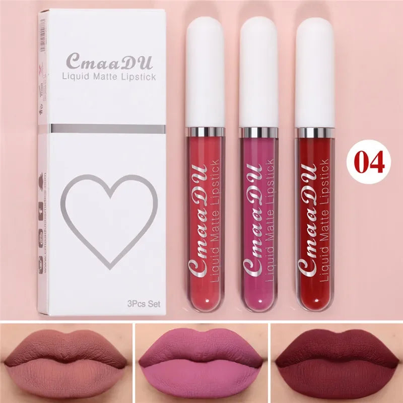 6 Colors/Set Fashion Matte Lip Gloss Sets Natural Moisturize Waterproof Lasting Velvet Sexy Red Liquid Lipstick Beauty Cosmetic