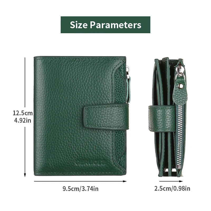 RFID anti-theft brush new three fold multi fold genuine leather cowhide wallet multifunctional anti tamper magnetic card bag sho