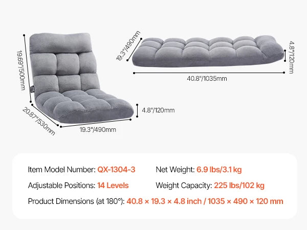 SucceBuy Floor Chair Recycled Foam Folding Sofa Chair Multifunctional Floor Chair with Back Support Ideal for Sleeping Reading