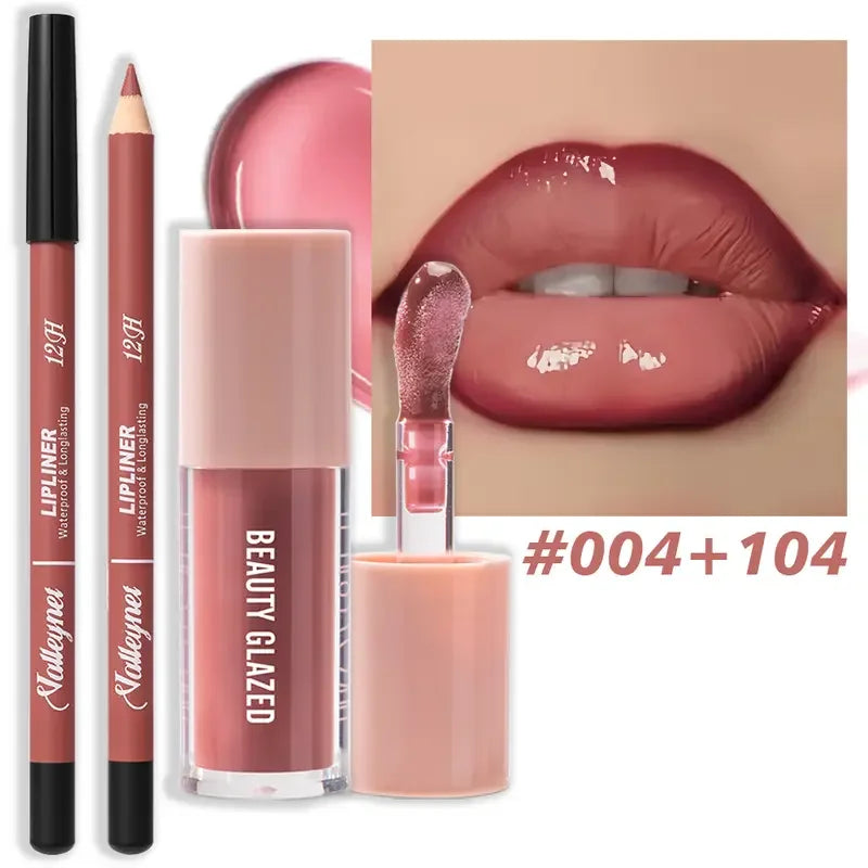2-Piece Waterproof Matte Lip Set – Lip Liner + Lip Glaze