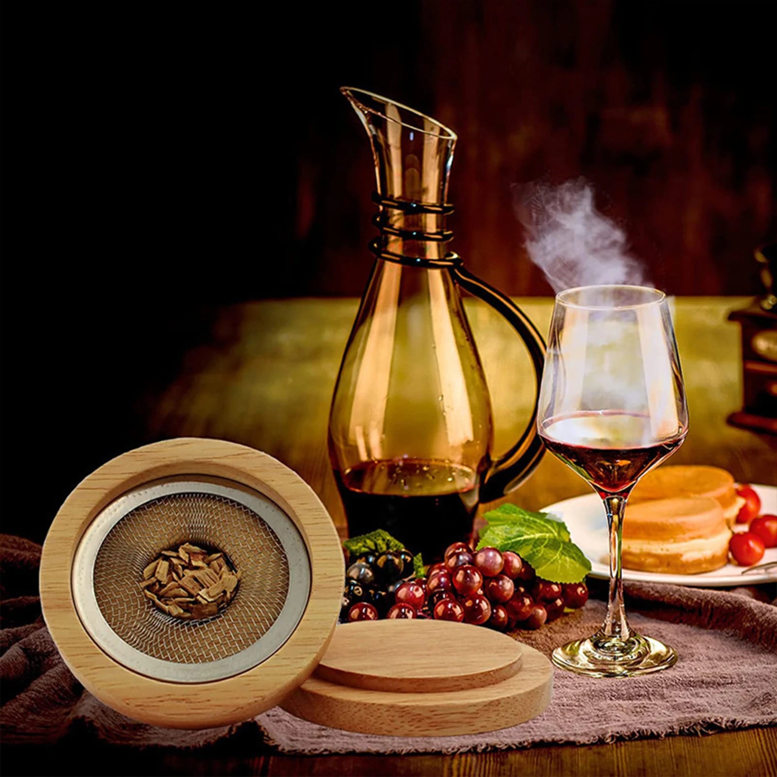 Glass Top Smoker Cocktail Smoker Kit With 4PCS Wood Chips Bartender Accessories For Whiskey Drinks Smoking Gift Kit for Men