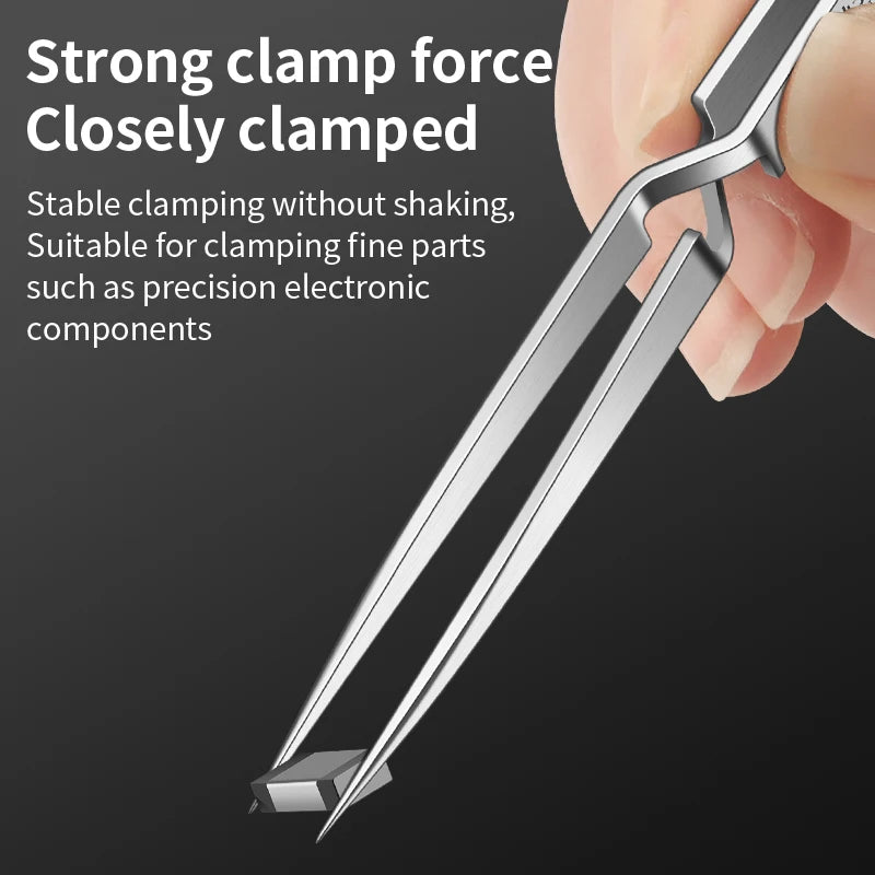 LUXIANZI Stainless Steel Reverse Tweezers Anti-Static Industrial Tweezers Acid Resistant Non-magnetic Precision Forceps Tools