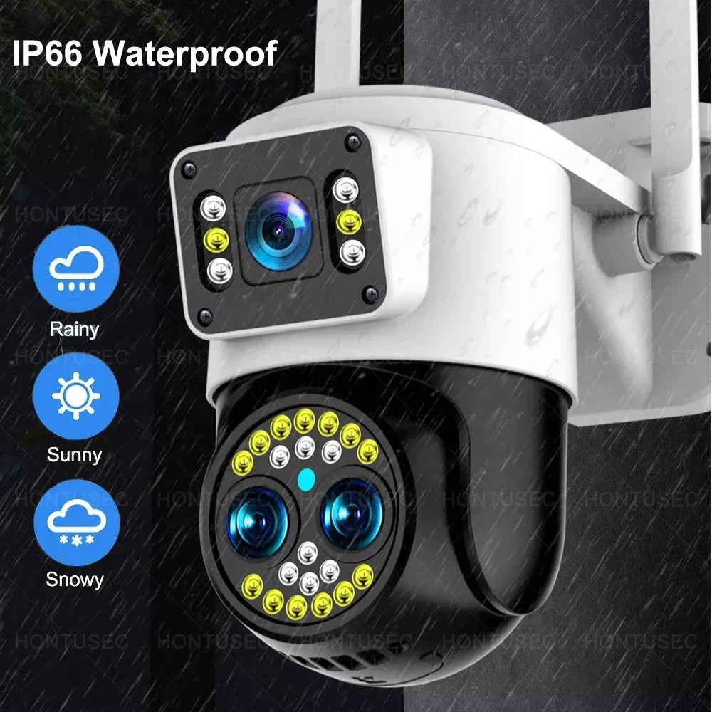 Yoosee 4K 8MP Three Lens Dual Screens 10X Optical Zoom Color Night Vision Auto Tracking Two Way Audio Surveillance Cameras