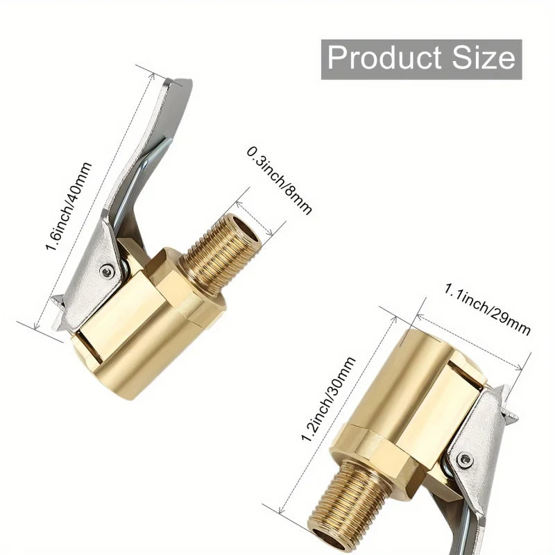 Brass Locking Nozzle Tire Air Chuck Clip Adapter - Automotive Grade for Efficient Inflation
