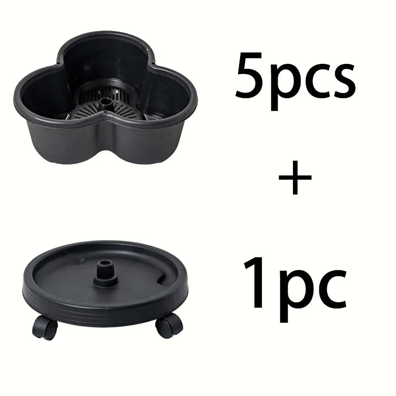 5-Pack Contemporary Stackable Self-Watering Planters