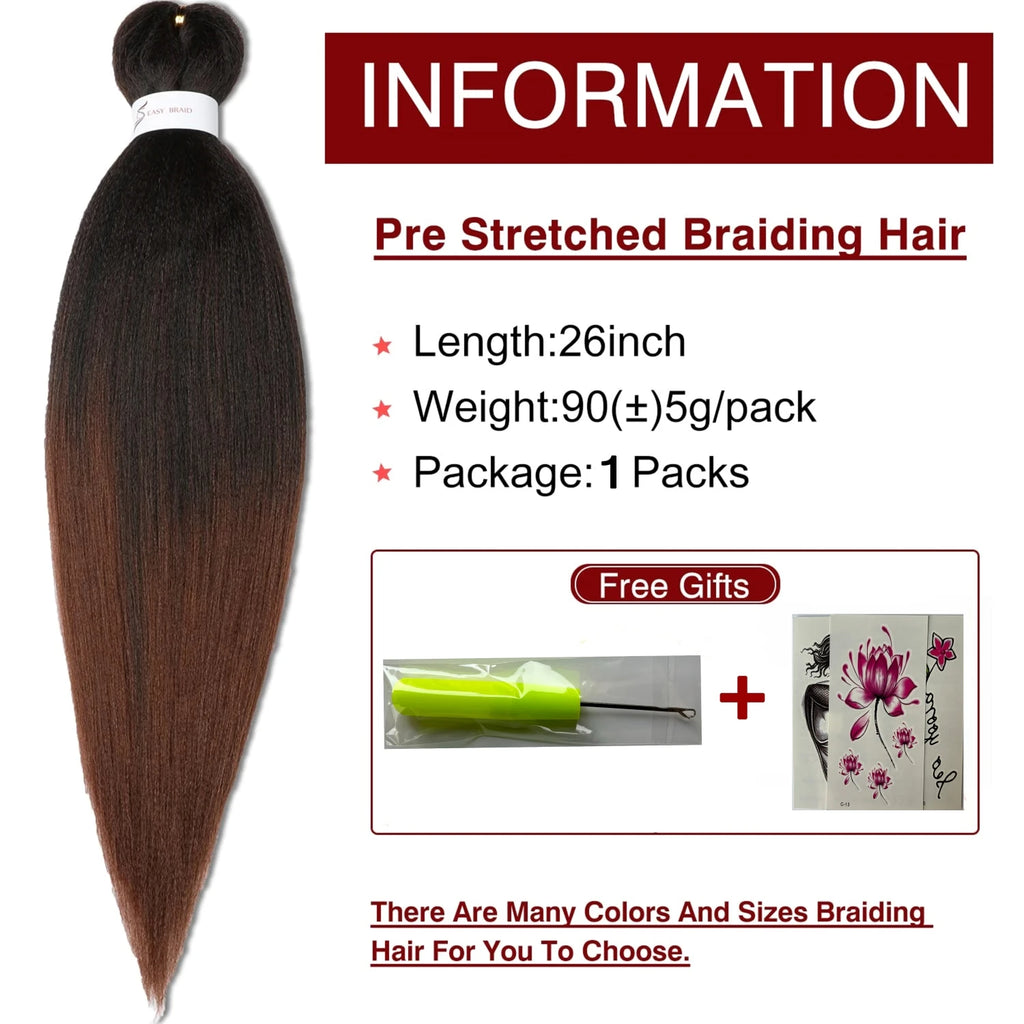 Wigundle Pre-Stretched Braiding Hair — EZ Crochet Yaki Straight (Flame-Retardant Kanekalon)