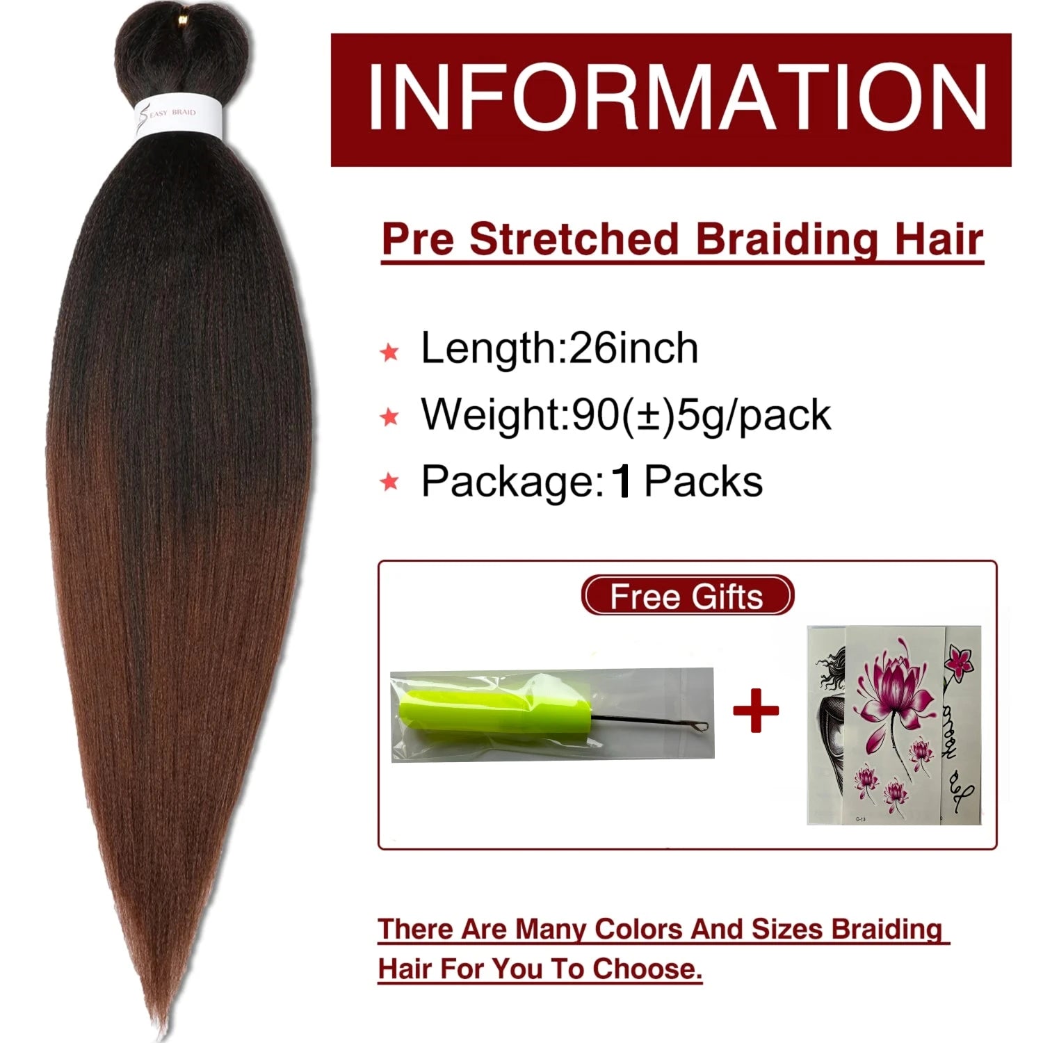 Wigundle Pre-Stretched Braiding Hair — EZ Crochet Yaki Straight (Flame-Retardant Kanekalon)