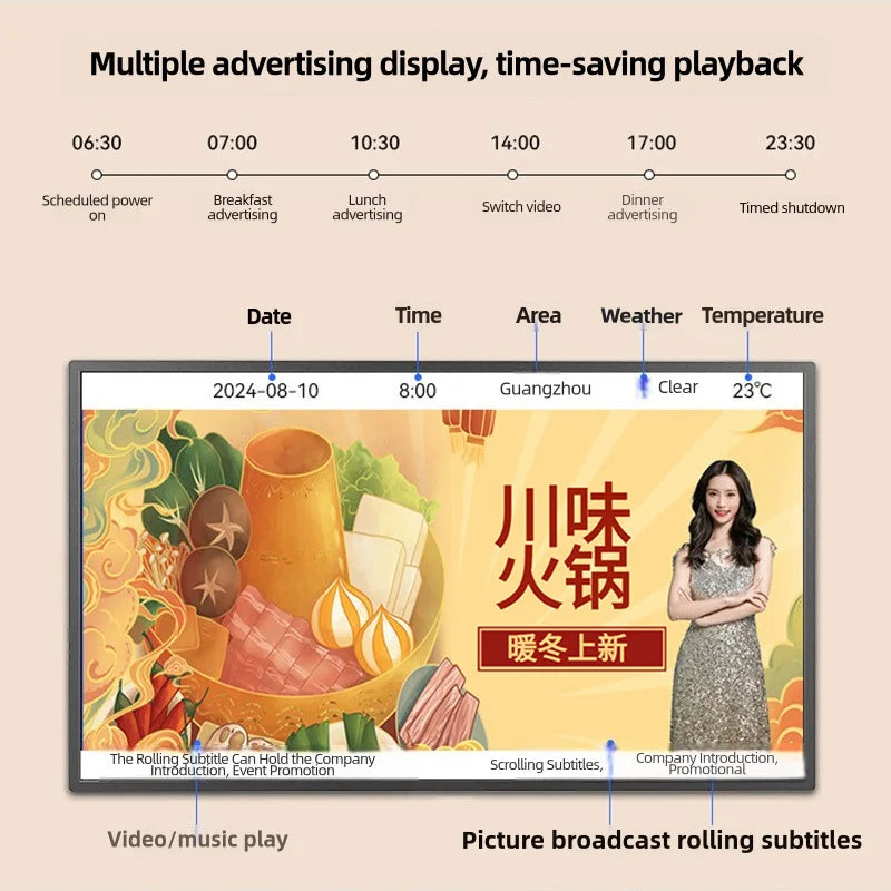 21.5/32 Inch LCD Advertising TV Android Touch All-in-one Machine Intelligwall Mounted Ent Advertising Display Screen for Store