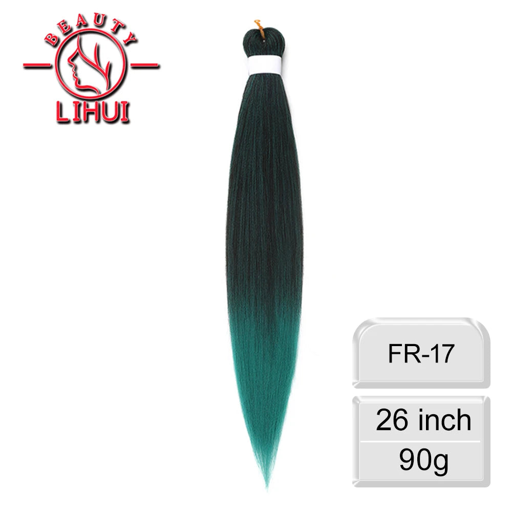 LIHUI Pre-Stretched Jumbo Braids — 26" 90 g Synthetic (Red/Pink, Frosted Colors)