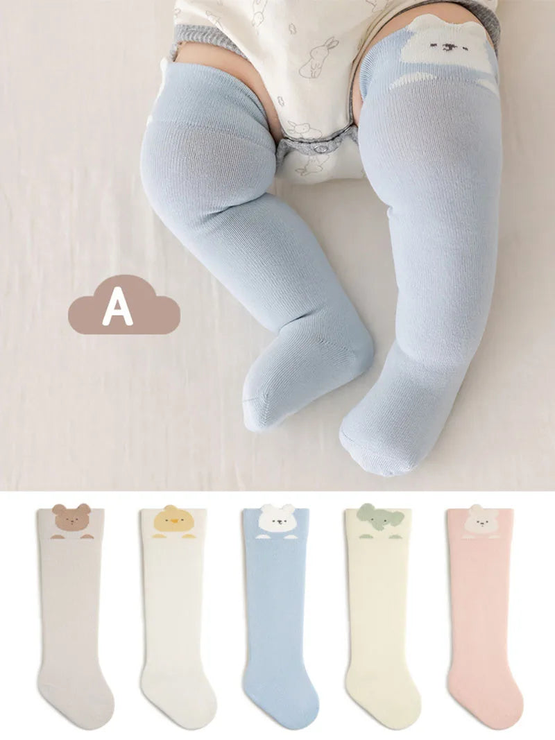 3 Pairs a Lot MILANCEL Spring Baby Stockings 0-3T Cartoon Animal Girls Over-the-Knee Socks Color Blocking Toddler Boys Socks