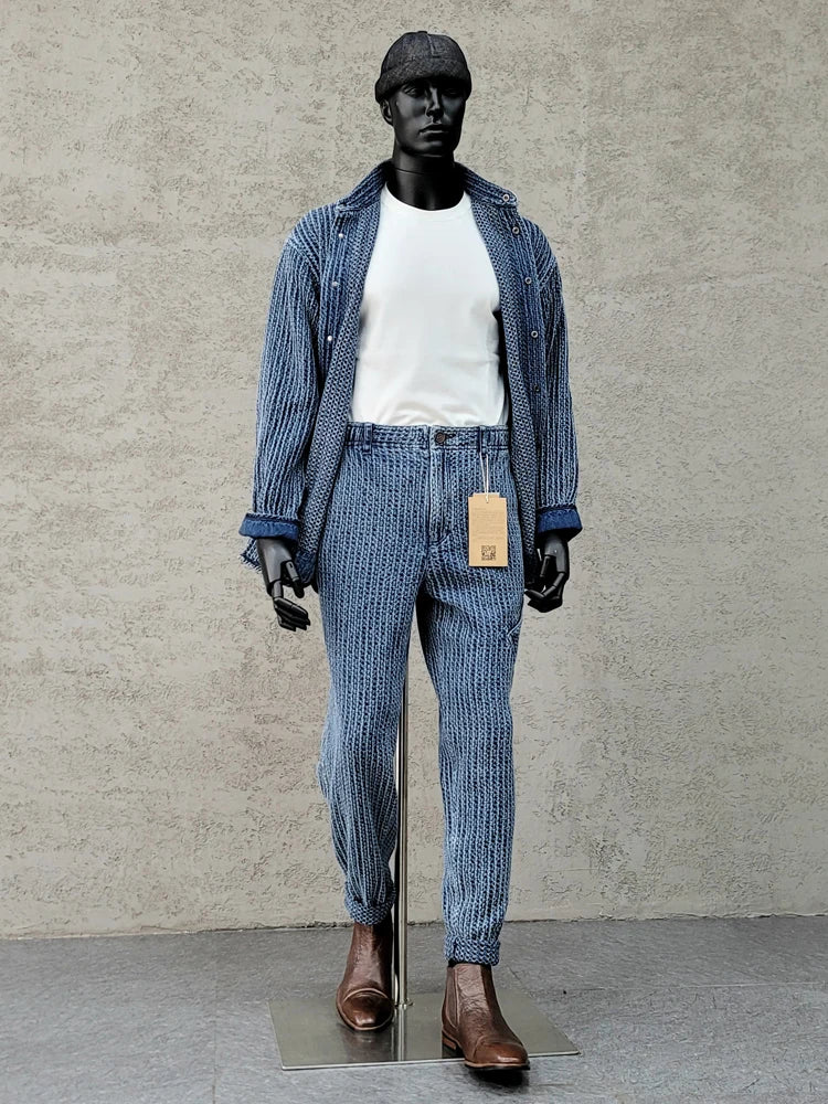 Men's Tapered Pants Retro Japanese Style Small Footed Trousers Cargo Pants Streetwear Men Clothing Vintage Mens Workwear Jeans