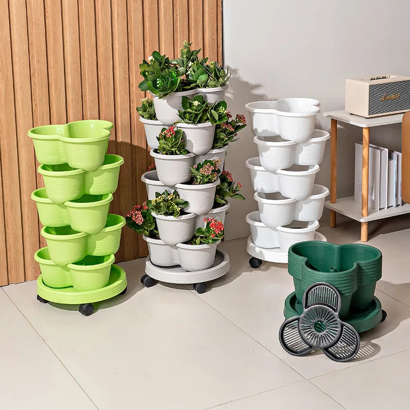 5-Pack Contemporary Stackable Self-Watering Planters