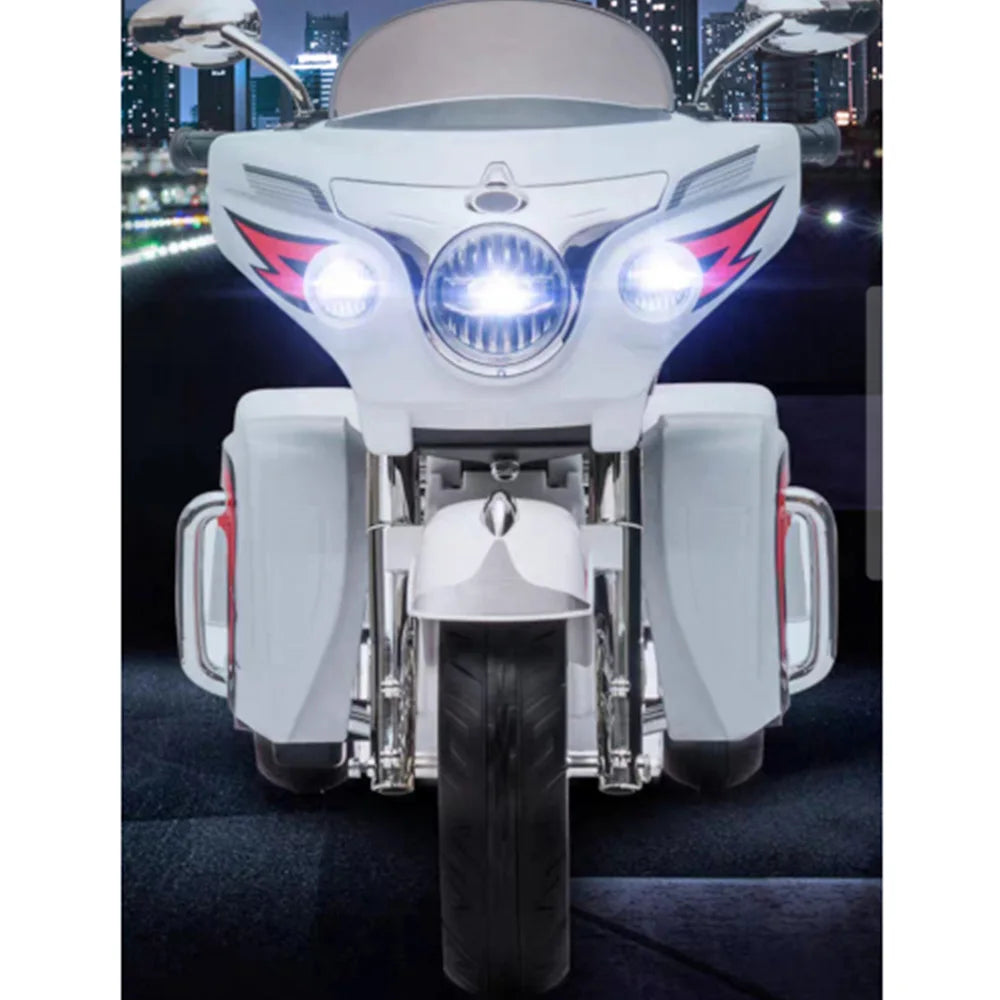 12V Dual-Seat Kids Electric Ride-On Motorcycle | 3-Wheel Motorbike with Key Start, Headlights & Storage Box