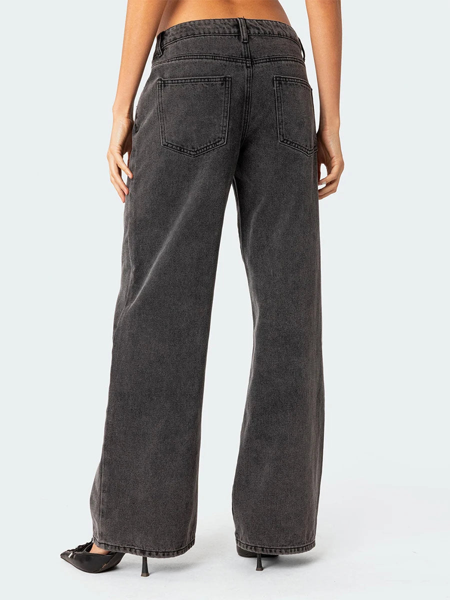 Women’s Wide-Leg Denim Pants – Relaxed Mid-Rise Office-to-Weekend Jeans