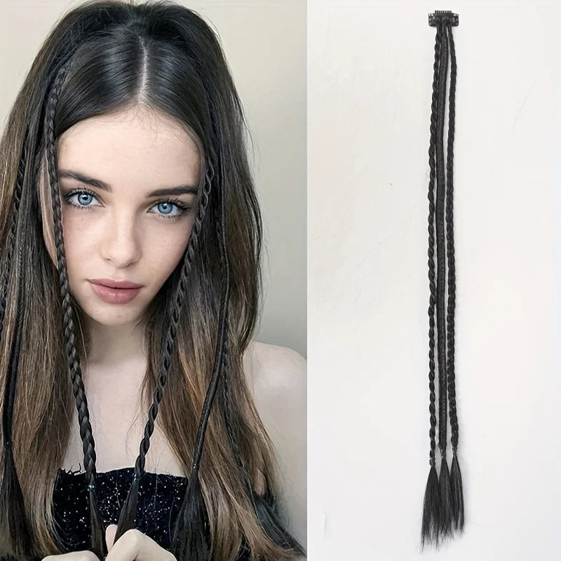 Synthetic Wig Braids Boxing Braid Dreadlocks Clip In Hair Extension Black Blonde Dirty Braids Boxer Braid Hairpieces For Women