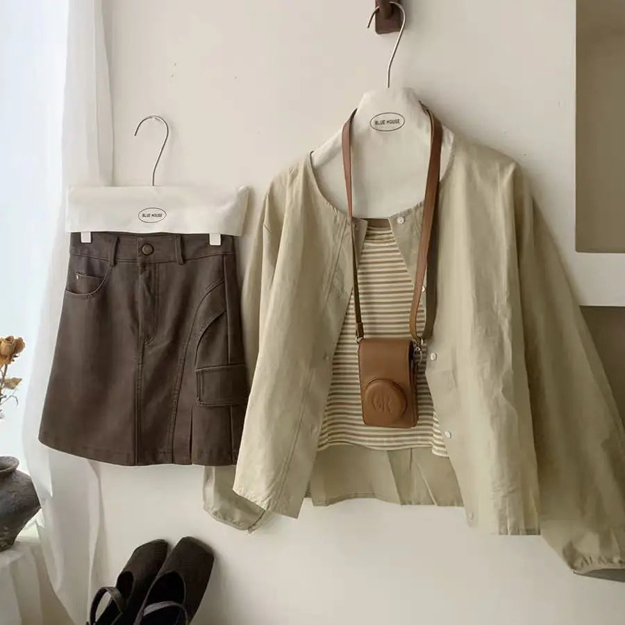 Fall Korean Sle Casual Long Sve irt Women's Versatile Artistic Outerwear round Ne Top Coat Women Loose Fit Commute S...