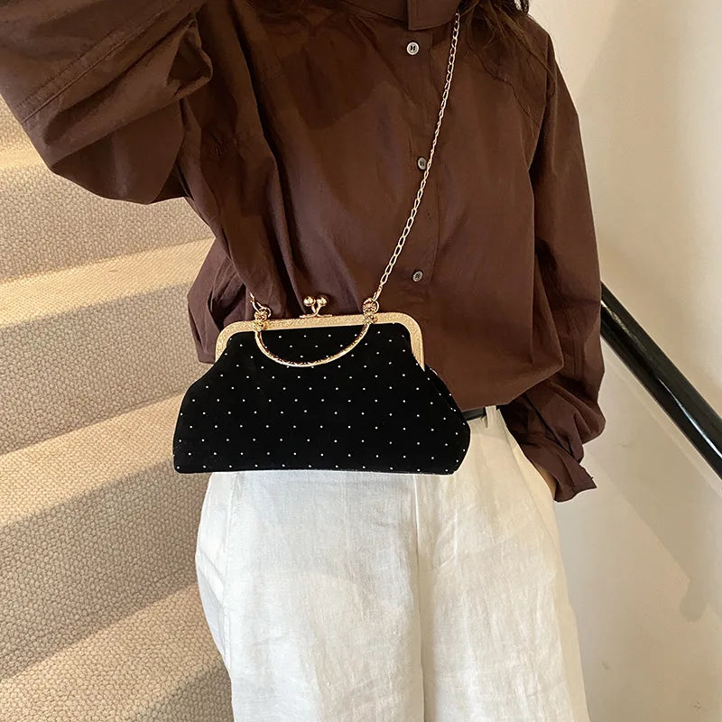 Luxury Design Women's Evening Clutch Purse Dinner Party Ladies Small Clip Shoulder Bag Handbags Retro Female Chain Crossbody Bag