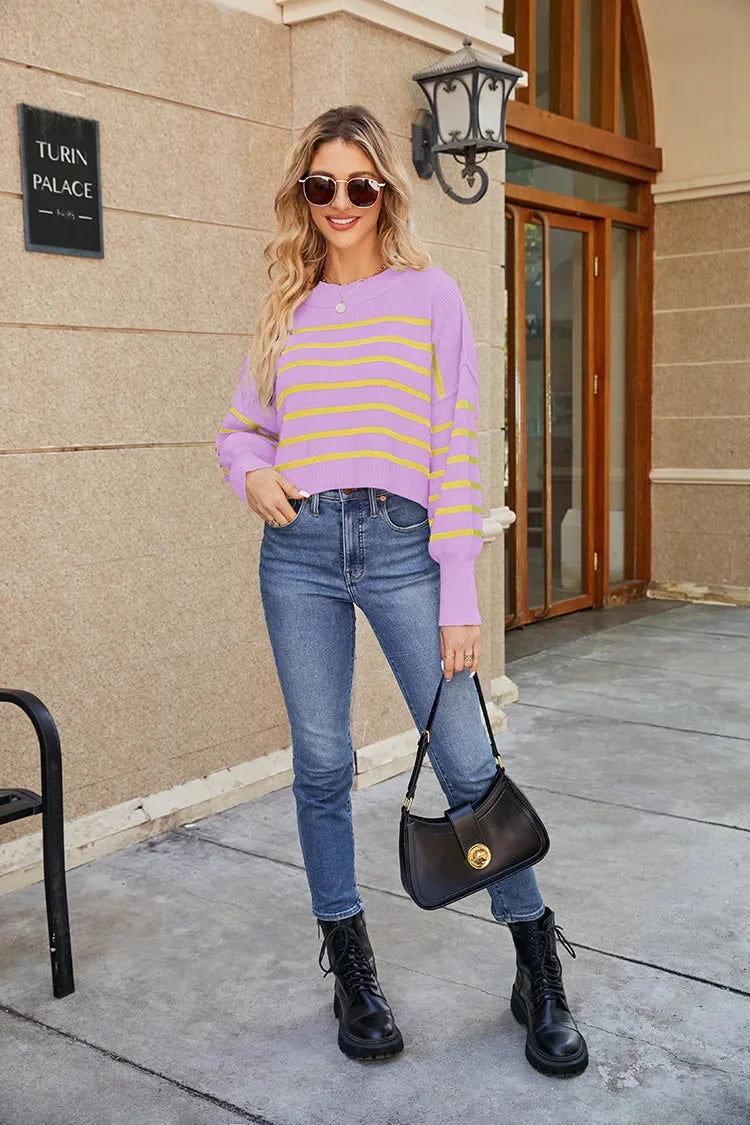 Women’s Solid Color Knit Sweater – Elegant Pullover, Soft Cozy Knitwear Top (Season’s Best Seller)