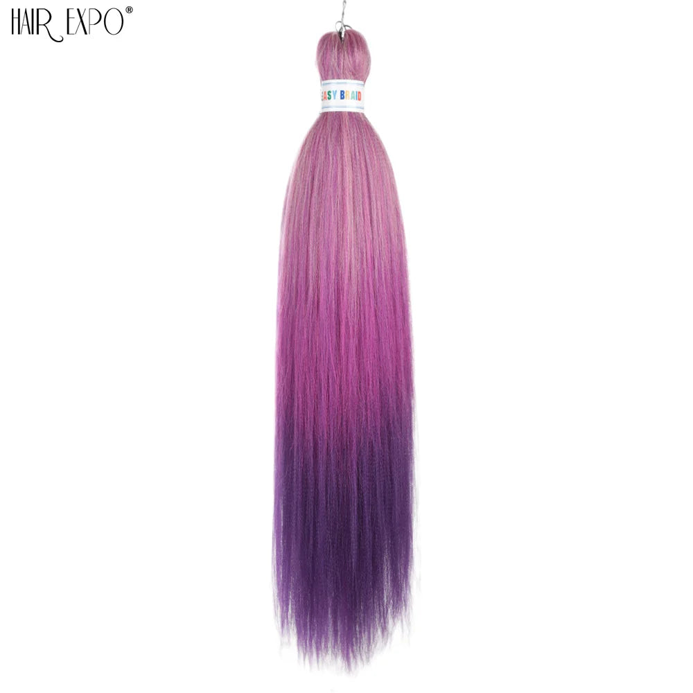 26Inch Easy Braids Hair Synthetic Colourful Pre Stretched Braiding Hair Extensions Jumbo Braids Ombre Yaki Long Straight Hair