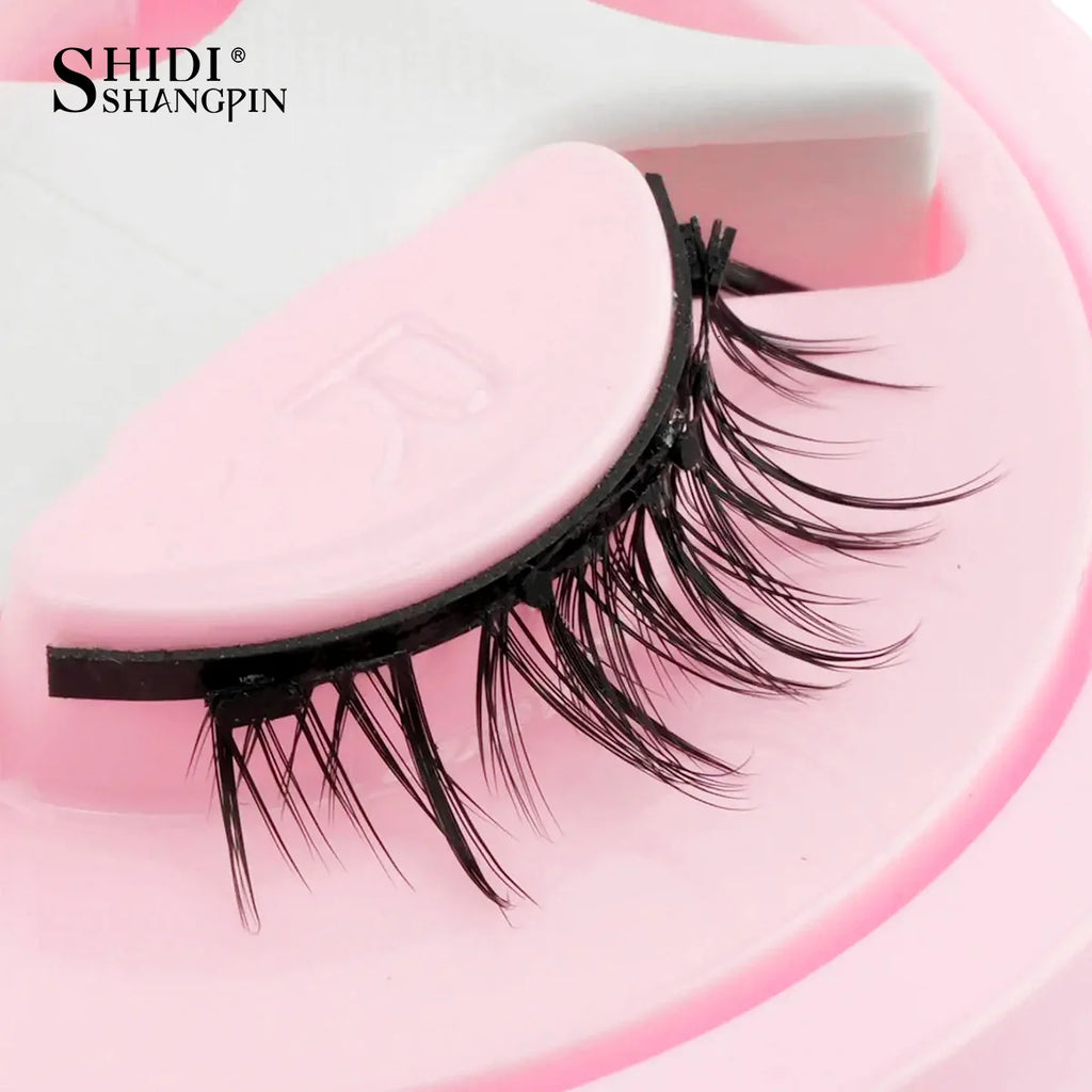 SHIDISHANGPIN 3D Magnetic False Eyelashes — Reusable, Glue-Free, Natural Long & Fluffy Look (1 Pair + Curler)