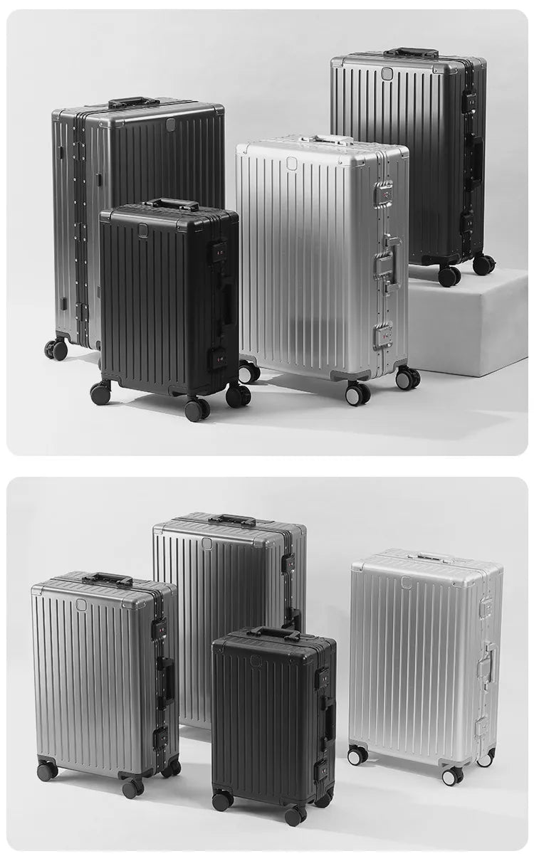 SUSHIMU 100% Aluminum-magnesium alloy Travel Suitcase Rolling Luggage 20/24/28 inch Trolley Luggage Carry-On Cabin Suitcase