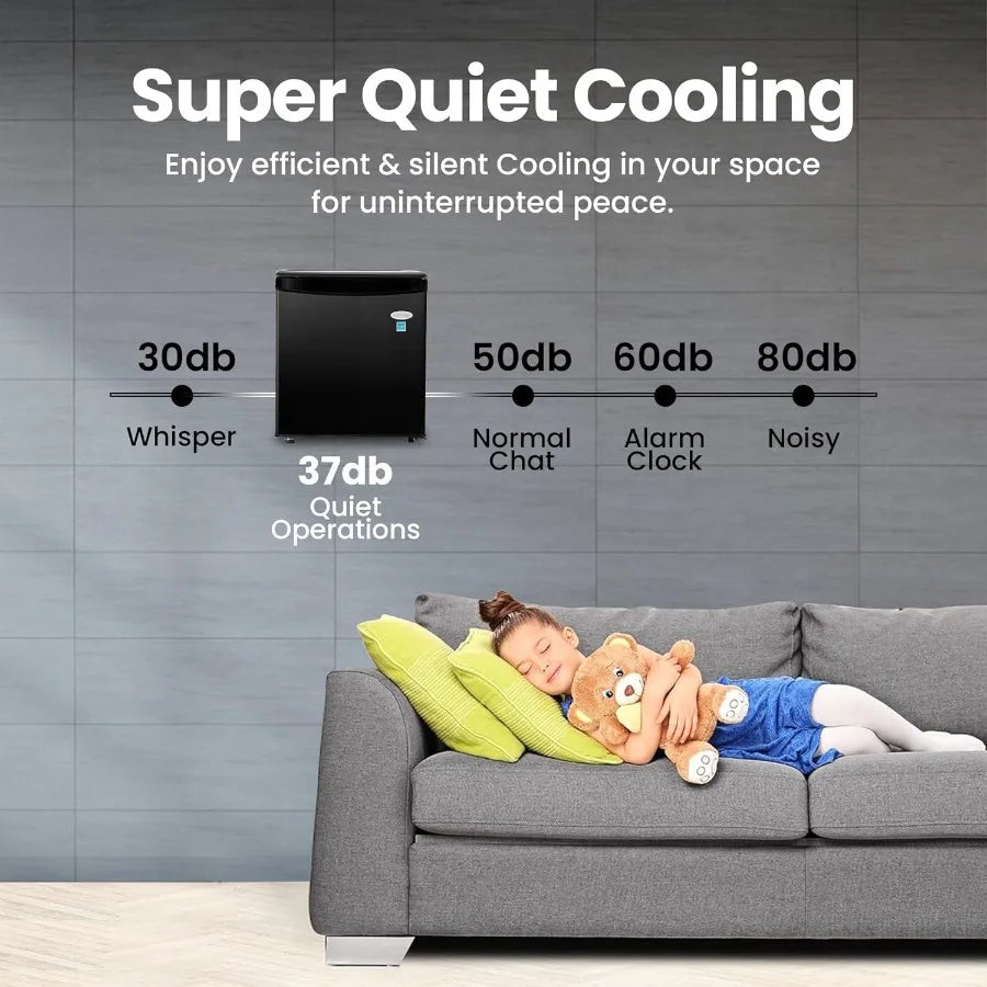 E-Star 1.7 Cu Ft Mini Fridge for Office Compact Black Small Refrigerator Without Freezer Automatic Defrost With Integrated Door