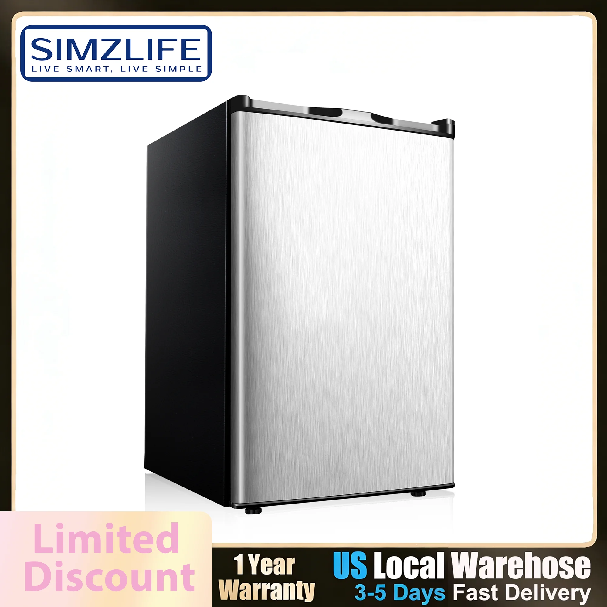 Mini Freezer,3 Cu.Ft,Single-door Compact Freezer,With Adjustable Door Opening Direction,Suitable for Home,Dormitorie,Office