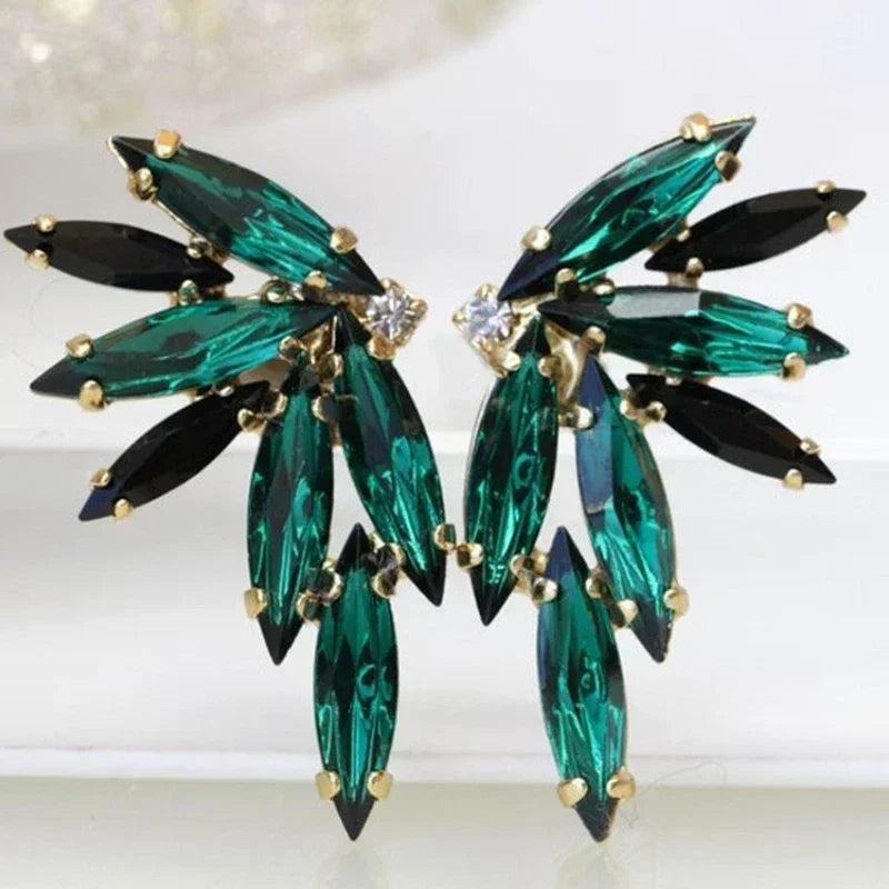 Green Crystal Drop Earrings | Elegant Zirconia Luxury Jewelry for Women