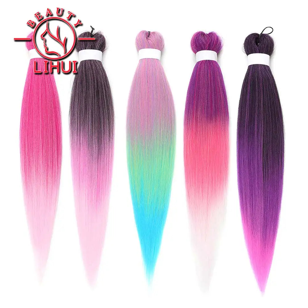 LIHUI Pre-Stretched Jumbo Braids — 26" 90 g Synthetic (Red/Pink, Frosted Colors)