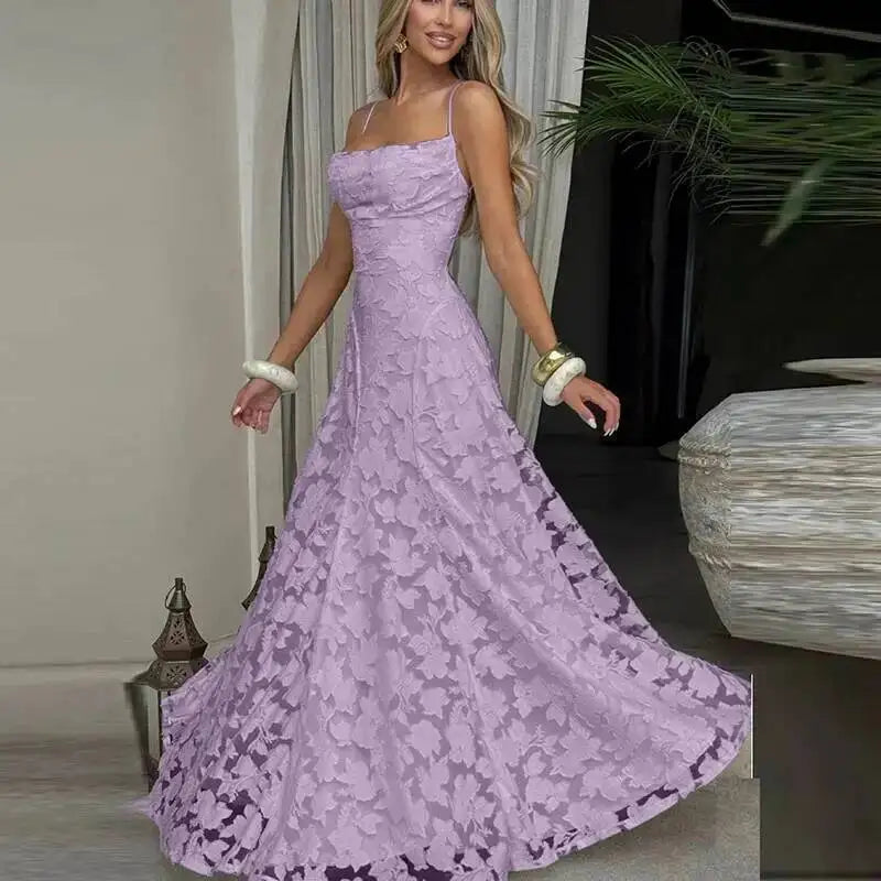 Giyu Sexy Evening Party Dresses Women 2025 Summer Beach Backless Bandage Maxi Long Dress Big Swing Jacquard Holiday Wedding Robe